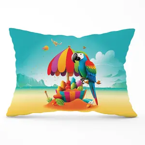 Parrot On A Beach Holiday Cushions 33cm x 48cm