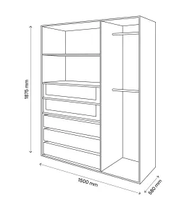 GoodHome Atomia Freestanding White Particle board Wardrobe, clothing & shoes organiser (H)1875mm (W)1500mm (D)580mm