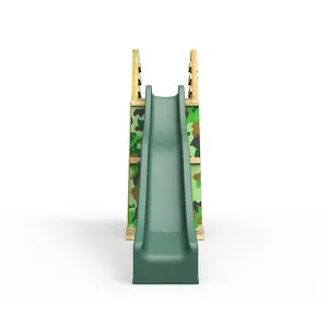 Rebo Children's Wooden Free Standing 10ft Kids Water Slide with Adventure Wall and Den - Green