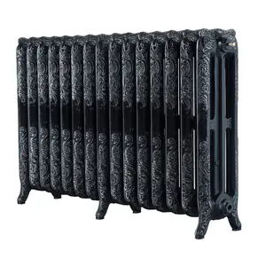 Arroll Montmartre Black & silver 3 Column Radiator, (W)1234mm x (H)760mm