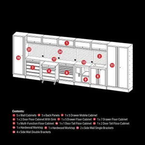 BUNKER Modular Storage Combo with Sink and Hardwood Worktop (25 Piece) 04389