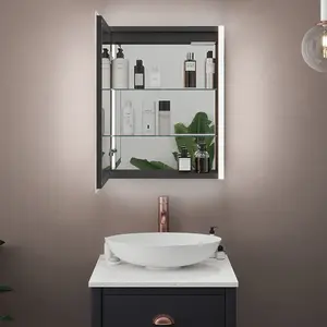 550 x 700mm IP44 LED Bathroom Mirror Cabinet - Bluetooth Speaker Touch Demister