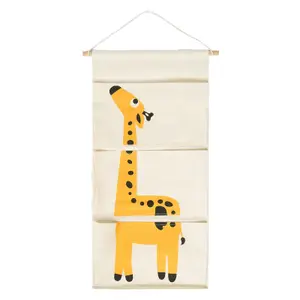 Animal Hanging Storage Pockets Pouch Kids Room Nursery Clothes Tidy, Giraffe