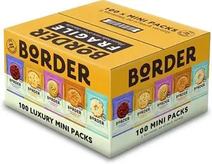 Border Biscuits Luxury Biscuit Selection 100 Mini Packs With 5 Varieties (1 Box (100 Per Box))