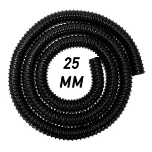 3m length of 25mm flexible corrugated garden pond pipe with matching hose clips