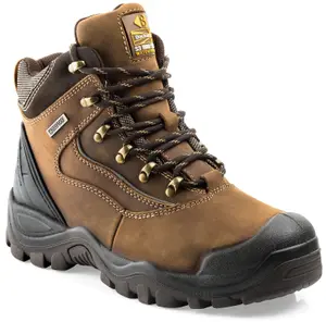 Buckbootz BSH002BR Waterproof Anti-Scuff Safety Work Boots Brown - Size 7