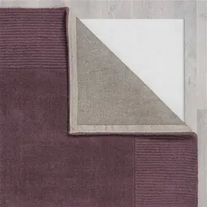 Dunelm Boston Wool Border Rug, Country, Size: 120cm X 170cm (4ft X 5.5Ft), Purple, Boston Wool Plum