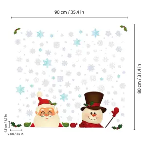 Snowy Santa And Snowman Christmas Wall Stickers Living room DIY Home Decorations