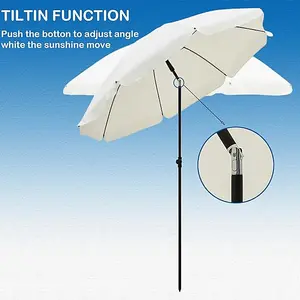 2M Outdoor Garden Parasols Umbrella with Crank Handle Tilting Sunshade UV 30+ - Cream