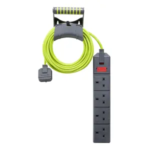 Masterplug EXU1013/4/CHT-BD 4 socket 13A Grey & green Extension lead, 10m