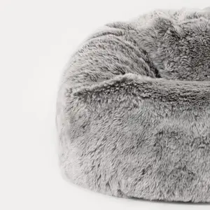 Icon Kids Faux Fur Fluffy Bean Bag Chair Arctic Wolf Grey