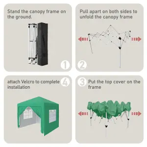 SunDaze Garden Pop Up Gazebo Party Tent Camping Marquee Canopy with 4 Sidewalls Carrying Bag Green 3x3M
