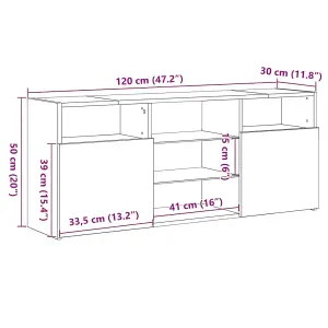 vidaXL TV Cabinet with LED Lights High Gloss White 120x30x50 cm