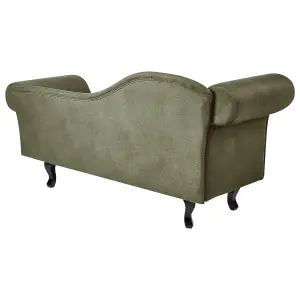 Left Hand Velvet Chaise Lounge Olive Green LATTES II