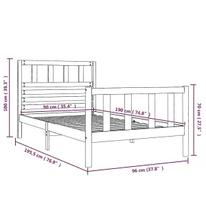 vidaXL Bed Frame without Mattress Black Single Solid Wood