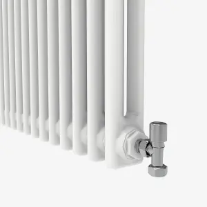 Horizontal White Double Column Radiator (H) 300mm x (W) 605mm, 1369 BTU.