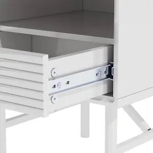 White Square Multi-Tiered Wooden Bedside Storage Drawers Unit Drawer Bedside Chest 48cm H