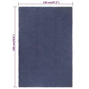 Rug Rectangular Navy Blue 120x180 cm Cotton