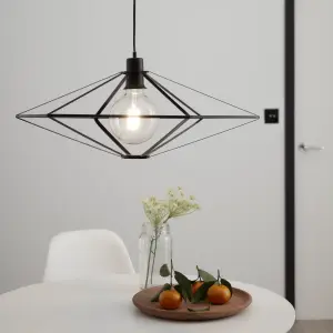 GoodHome Heyka Black Pendant ceiling light, (Dia)610mm