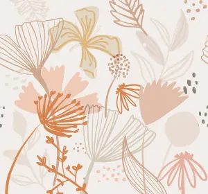 Art For the Home Scandi Floral  Peach Print To Order Fixed Size Mural