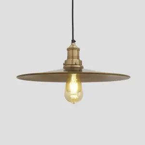 Industville Brooklyn Flat Pendant, 15 Inch, Brass, Brass Holder