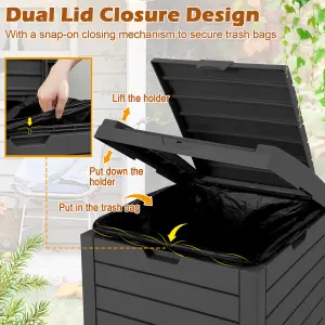 Costway Outdoor Trash Waste Bin 140 L Large Trash Bin with Lid & Pull-out Liquid Tray