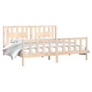 Berkfield Bed Frame with Headboard Solid Wood Pine 200x200 cm