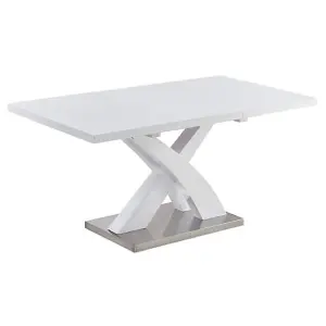 Axara Small Extending White Dining Table 4 Gia Grey Chairs