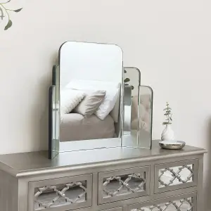 Melody Maison Art Deco Triple Dressing Table Mirror - 80cm x 61cm