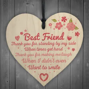 Red Ocean Thank You Friendship Sign Best Friend Plaque Gift Shabby Chic Wooden Hanging Heart Plaque