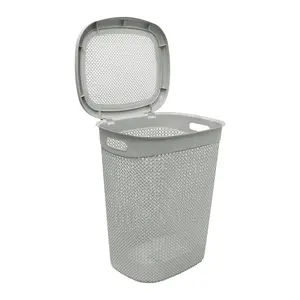 JVL Droplette Design Plastic Laundry Basket, Grey