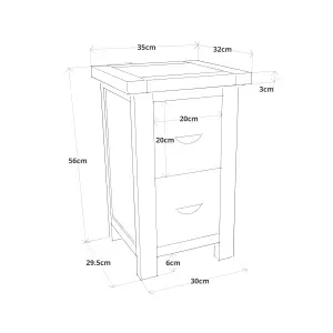 Lovere 2 Drawer Petite Bedside Table Chrome Cup Handle