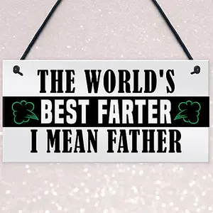 Red Ocean Funny Fathers Day Sign BEST FARTER Novelty Gift For Dad Daddy Birthday Gift For Dad For Him Daughter Gifts Joke Humour