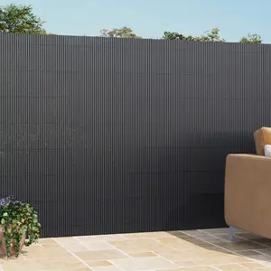 Dark Grey PVC Privacy Fence Sun Blocked Garden Screen Panel Blindfold for Balcony L 3m x H 1.5m