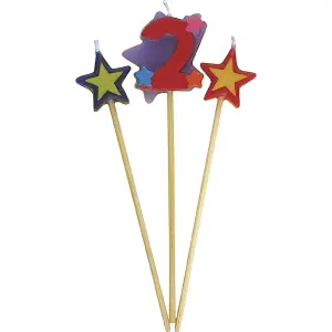 Unique Party 2 Star Birthday Candles Green/Red/Purple (One Size)