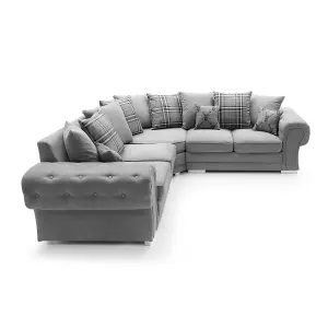 Verona Corner Sofa in Light Grey Linen Fabric