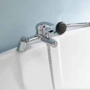 Nes Home Dame Bathroom Basin Mono Mixer Tap, Bath Shower Mixer Tap & Waste Chrome