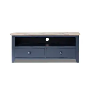 Florence Navy Blue TV Stand With 2 Drawers and Shelf