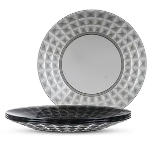 LIVIVO Set of 4 Reusable Plastic Dinner Plates - Grey