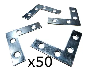 50Pack,  50 x 50 x 13 Corner Plate - Zink