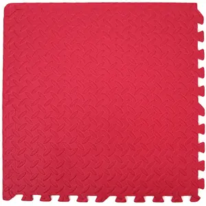 Interlocking Gym Yoga Mats in Red Anti-Fatigue EVA Soft Foam Exercise Play Floor Tiles