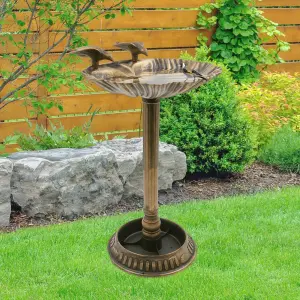 GardenKraft 17390 Bird Bath with Built-In Base Planter