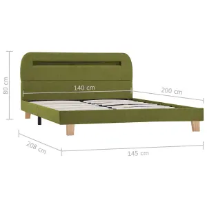 Berkfield Bed Frame with LED Green Fabric 135x190 cm 4FT6 Double