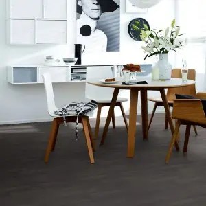 Black Wood Effect Flooring, Contract Commercial Heavy-Duty Vinyl Flooring with 3.0mm Thickness-5m(16'4") X 4m(13'1")-20m²