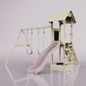 PolarPlay Tower Kids Wooden Climbing Frame with Swing and Slide - Swing Kari Rose