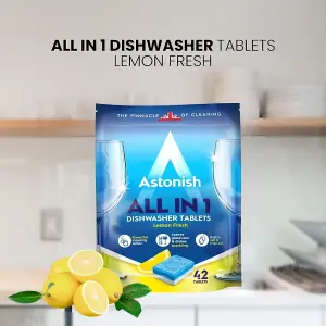 Astonish All in 1 Dishwasher Tablets Lemon 42 Tablets (Pack of 12)