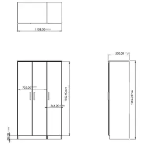 San Jose Ready assembled Contemporary Duck egg blue & white Tall Triple Wardrobe (H)1960mm (W)1108mm (D)530mm