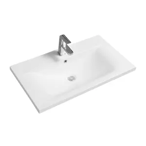 5089 Ceramic 80cm x 45cm Thin-Edge Inset Basin with Dipped Bowl