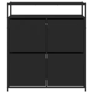 Berkfield Shoe Cabinet with 4 Flip-Drawers Black 100x34x112 cm