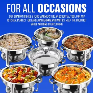 MantraRaj Stainless Steel Round Chafing Dish 8.5L Buffet Dish Party Food Warmer with Glass Lid Serving for Banquet, Dinners, Party